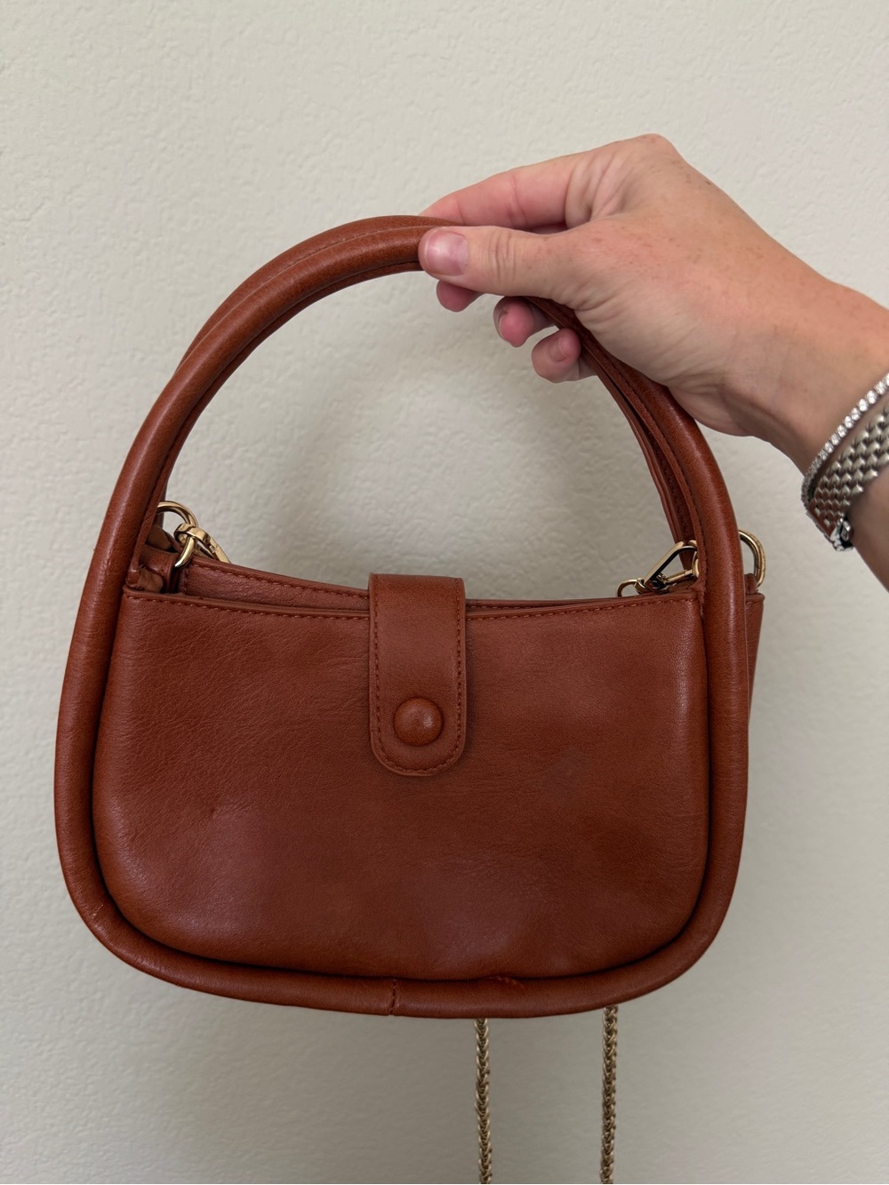 Anthropologie Classic Brown Leather Top-Handle Bag